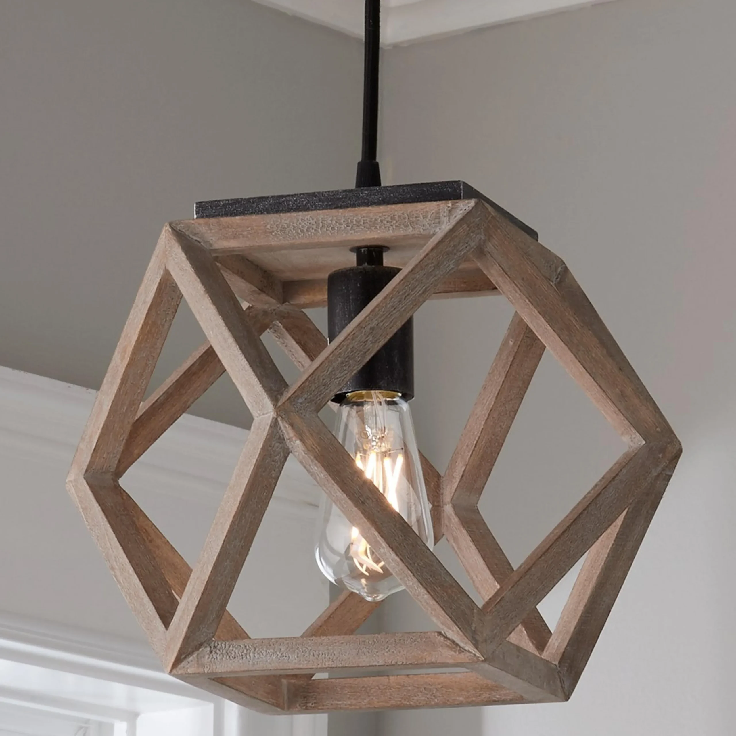Weathered Wood Cage Pendant