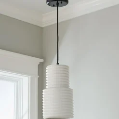 White Accordion Pendant - Large