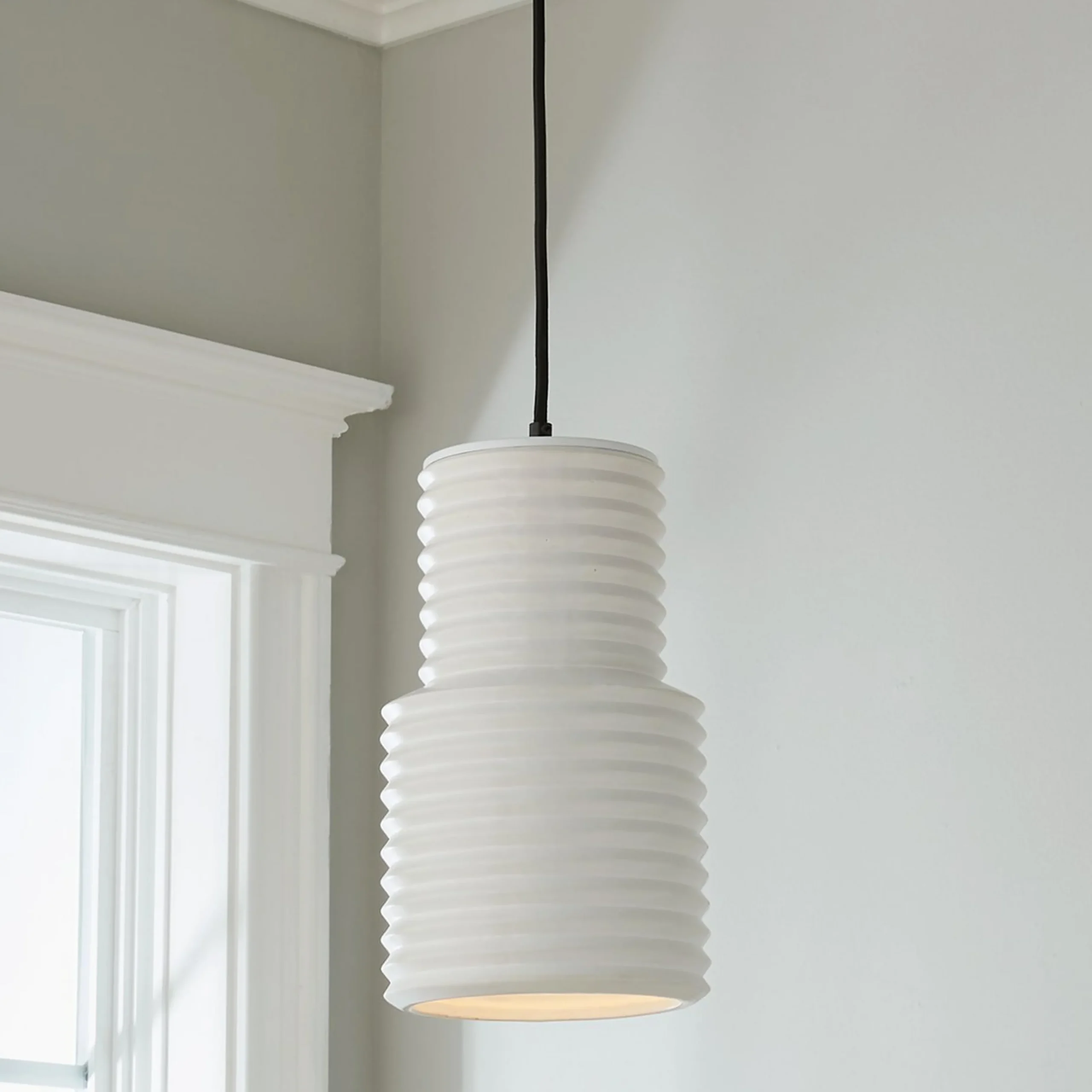 White Accordion Pendant - Large
