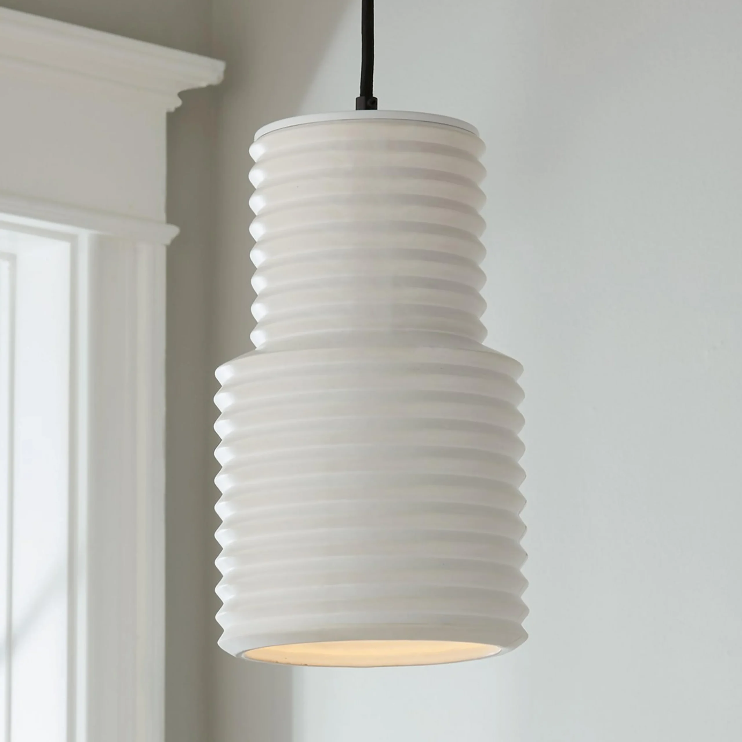 White Accordion Pendant - Large