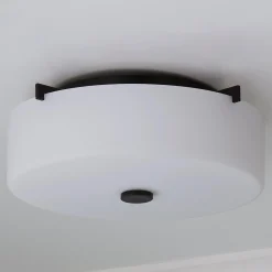White Glass Drum Ceiling Light
