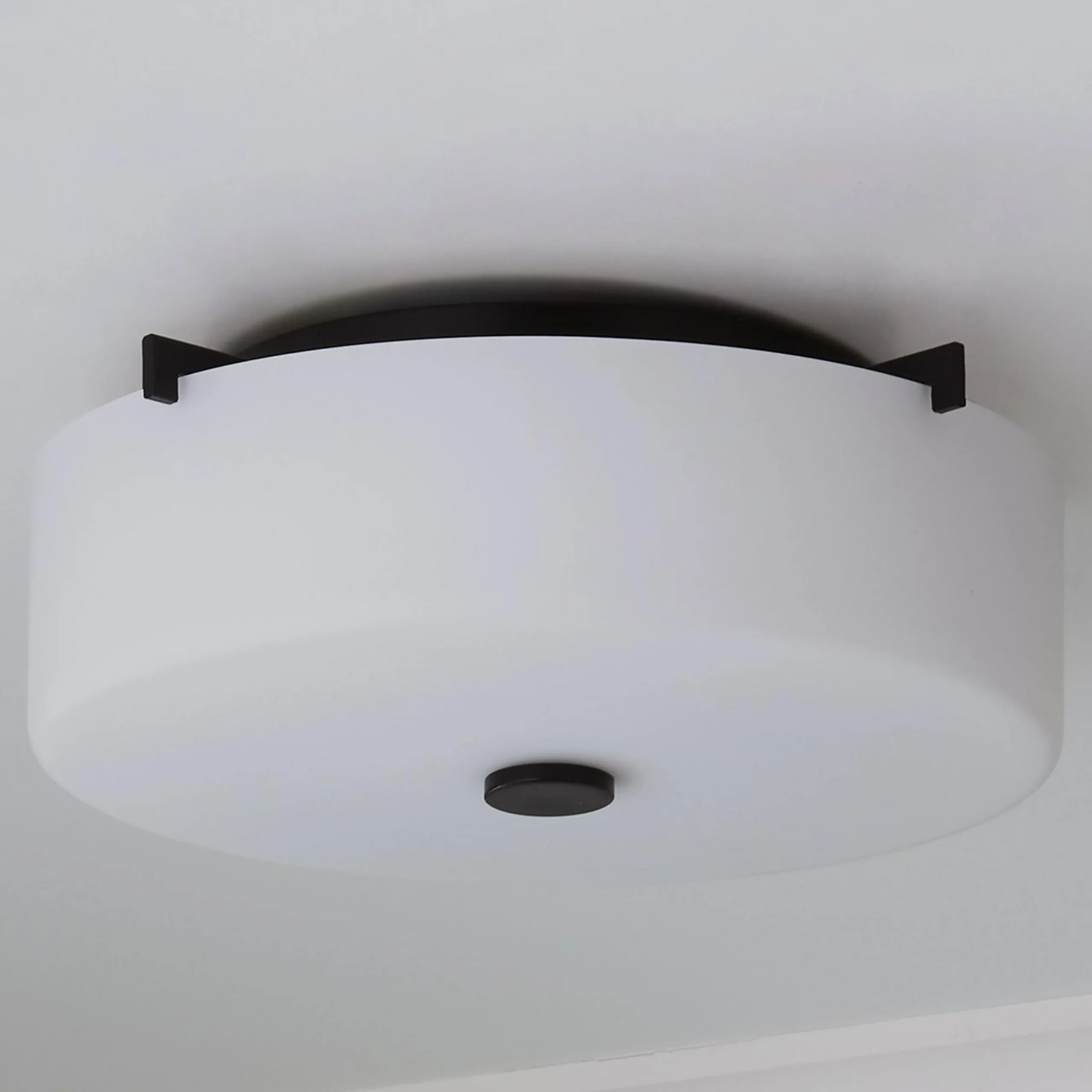 White Glass Drum Ceiling Light