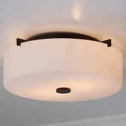 White Glass Drum Ceiling Light