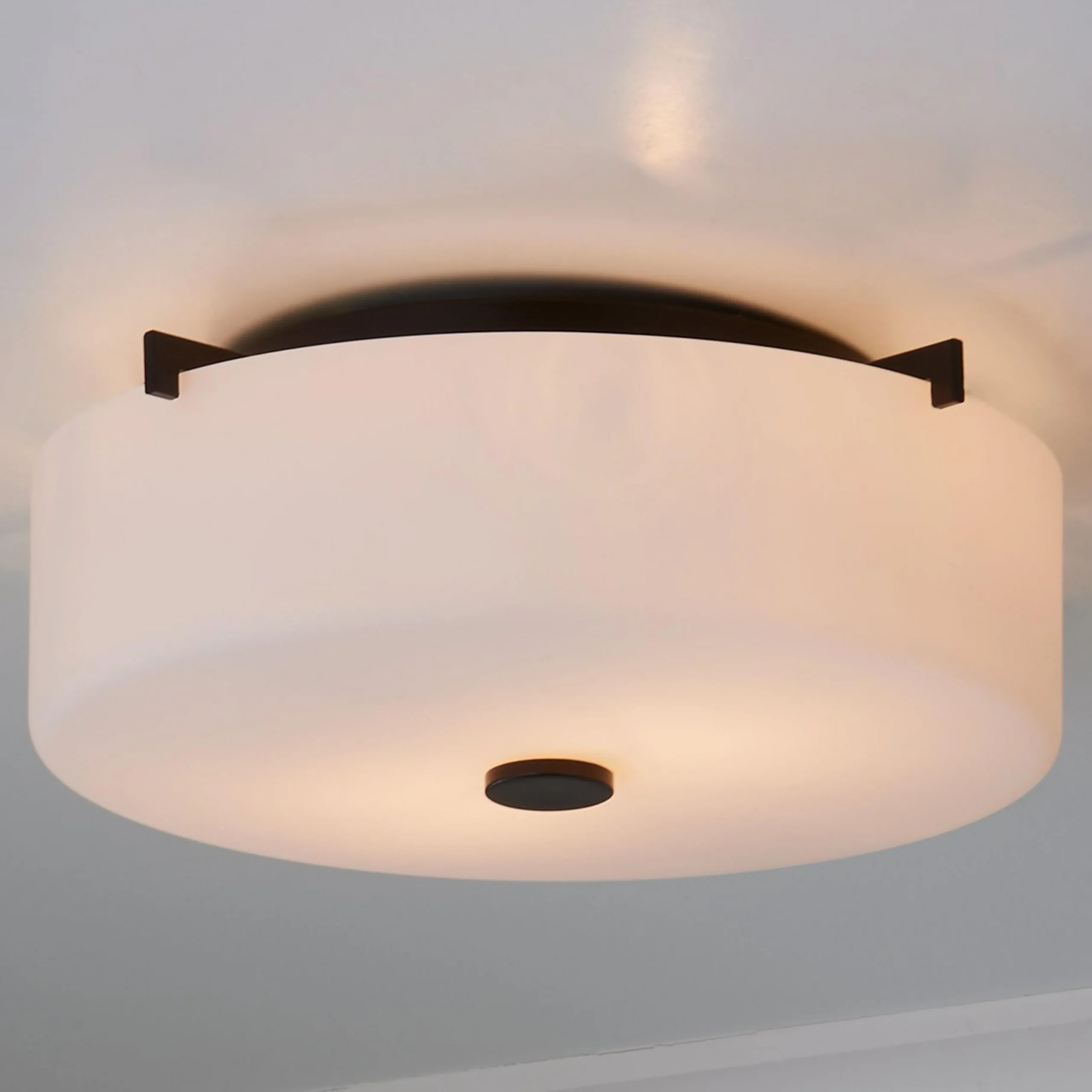 White Glass Drum Ceiling Light