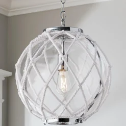 White Rope Globe Pendant