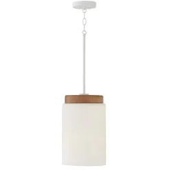 Wood Capped Pendant - Glass