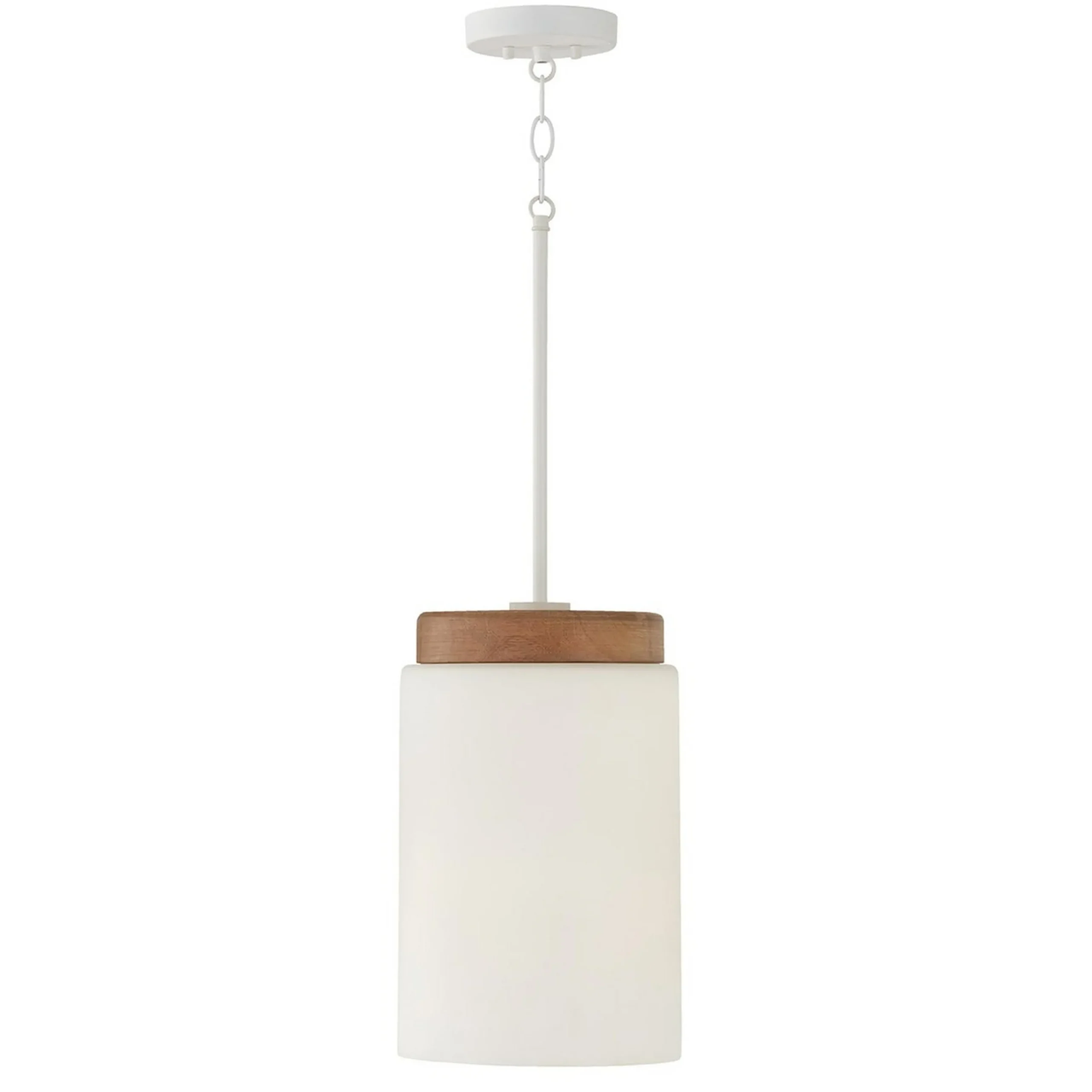 Wood Capped Pendant - Glass