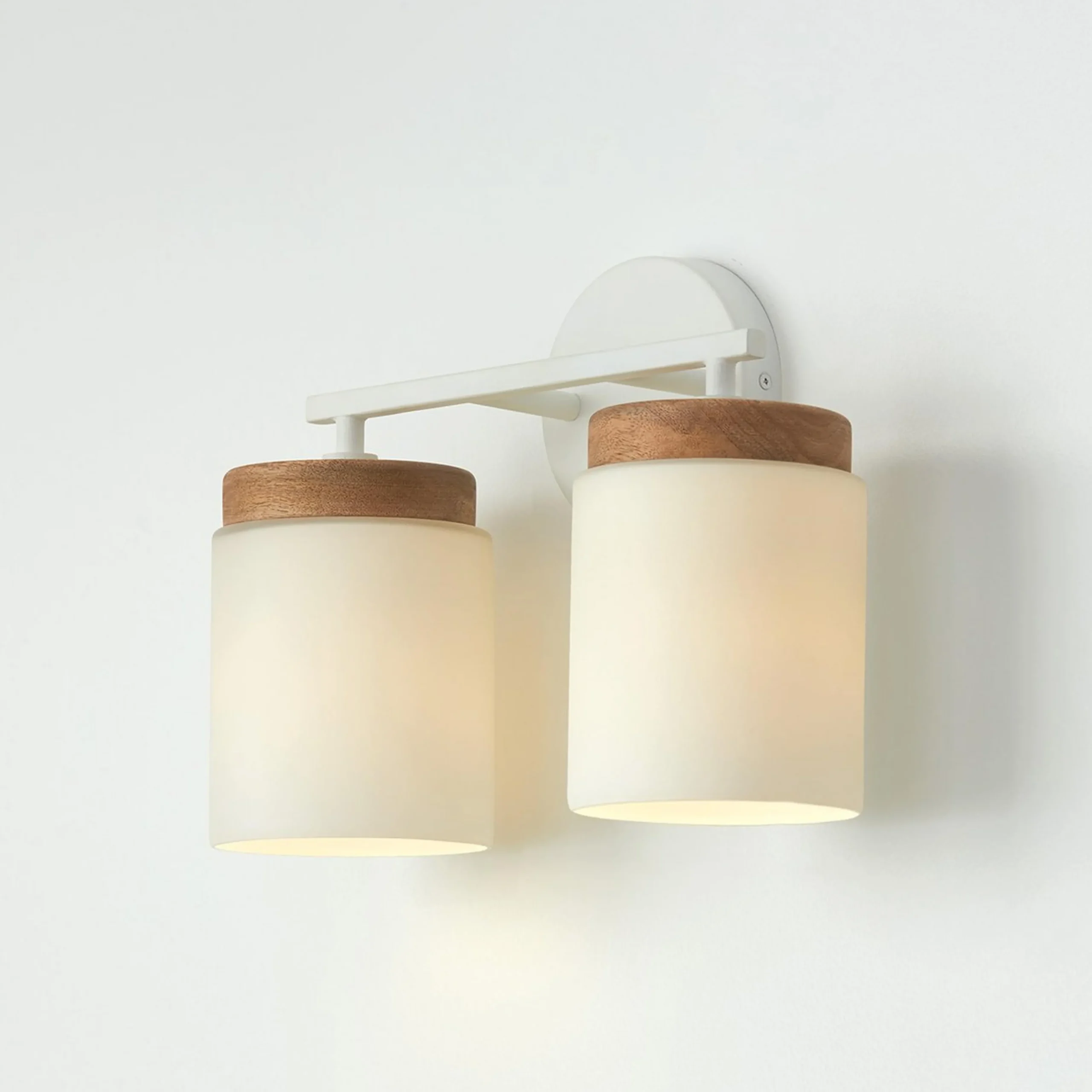 Wood Capped Vanity Light - 2 Light