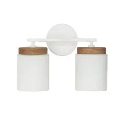 Wood Capped Vanity Light - 2 Light
