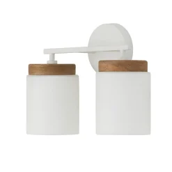 Wood Capped Vanity Light - 2 Light