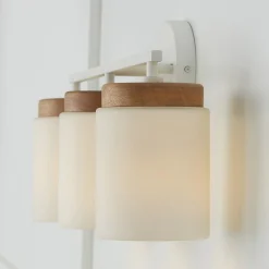 Wood Capped Vanity Light - 3 Light
