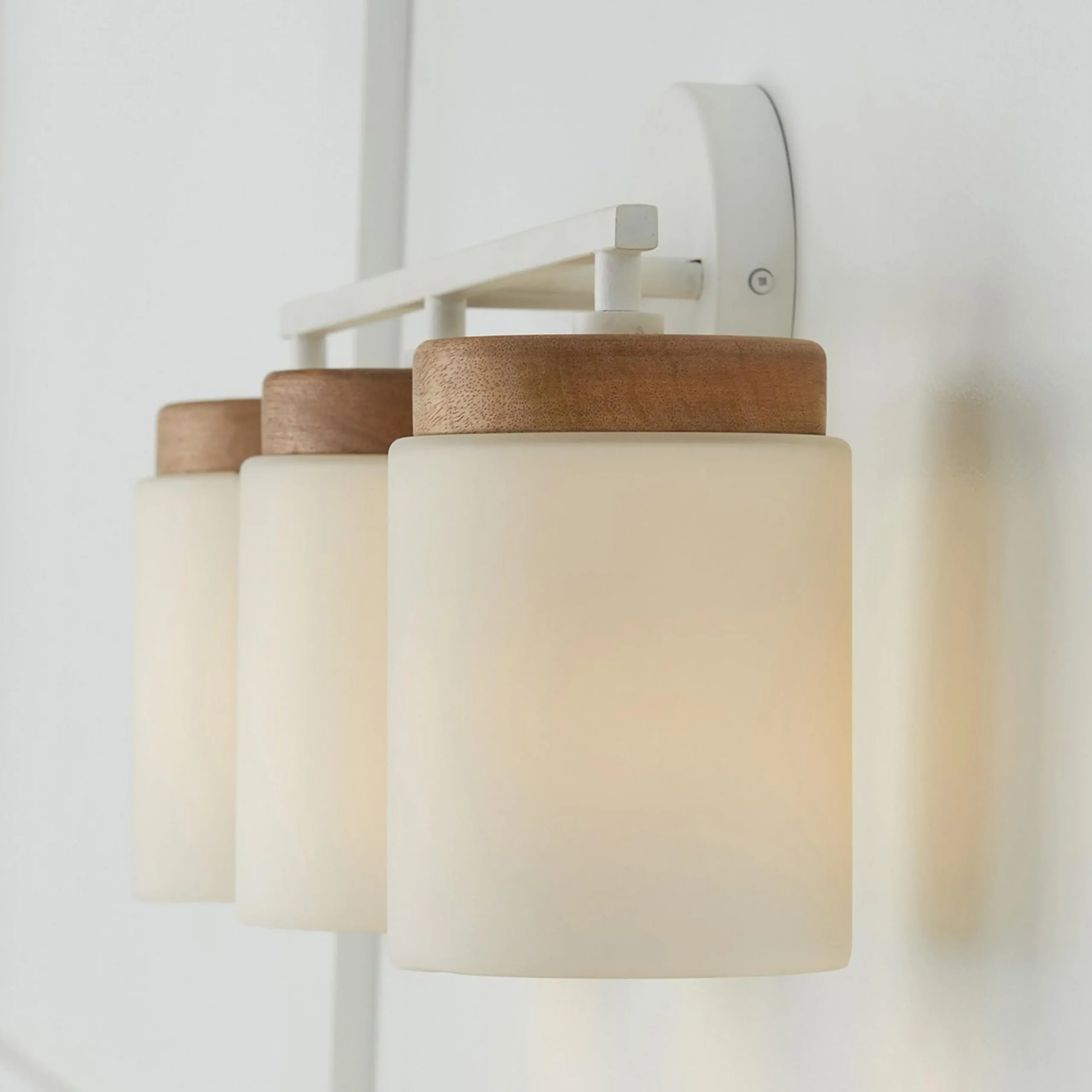 Wood Capped Vanity Light - 3 Light