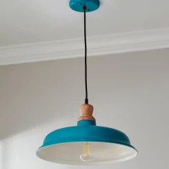 Wood Capped Warehouse Pendant