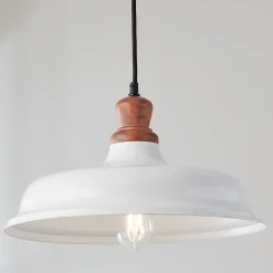 Wood Capped Warehouse Pendant