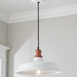 Wood Capped Warehouse Pendant