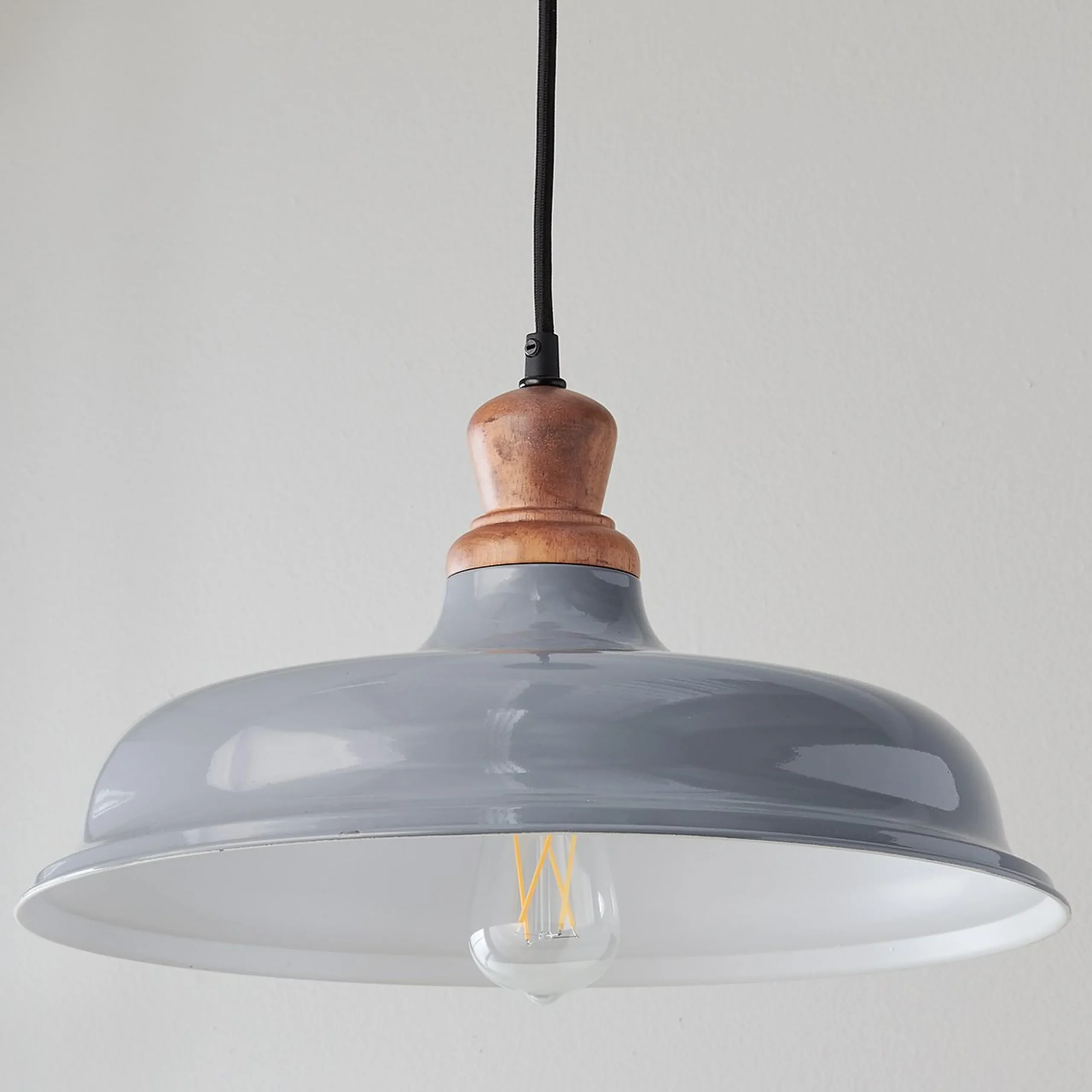 Wood Capped Warehouse Pendant