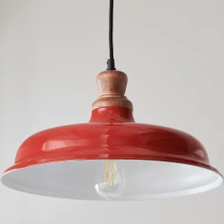 Wood Capped Warehouse Pendant