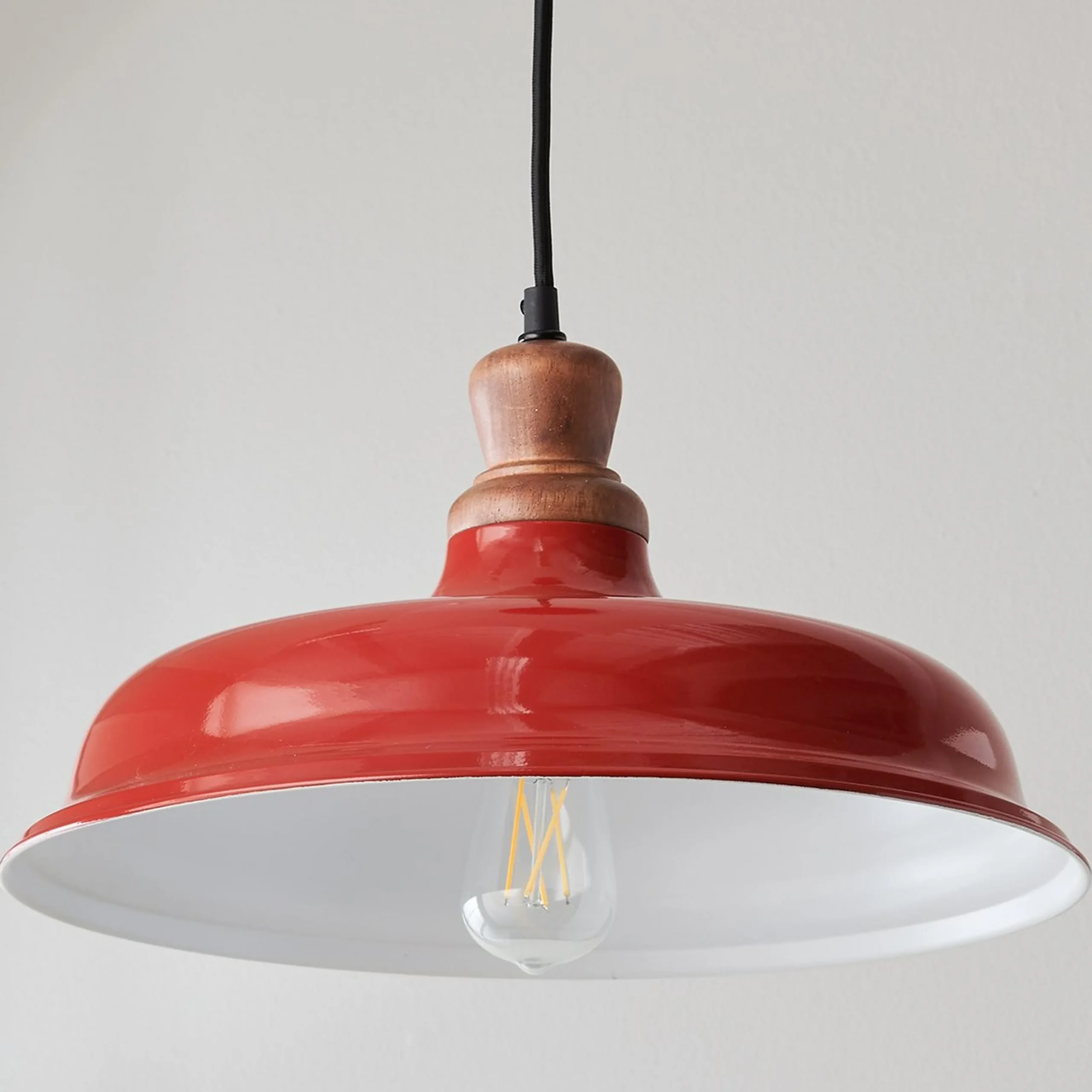 Wood Capped Warehouse Pendant