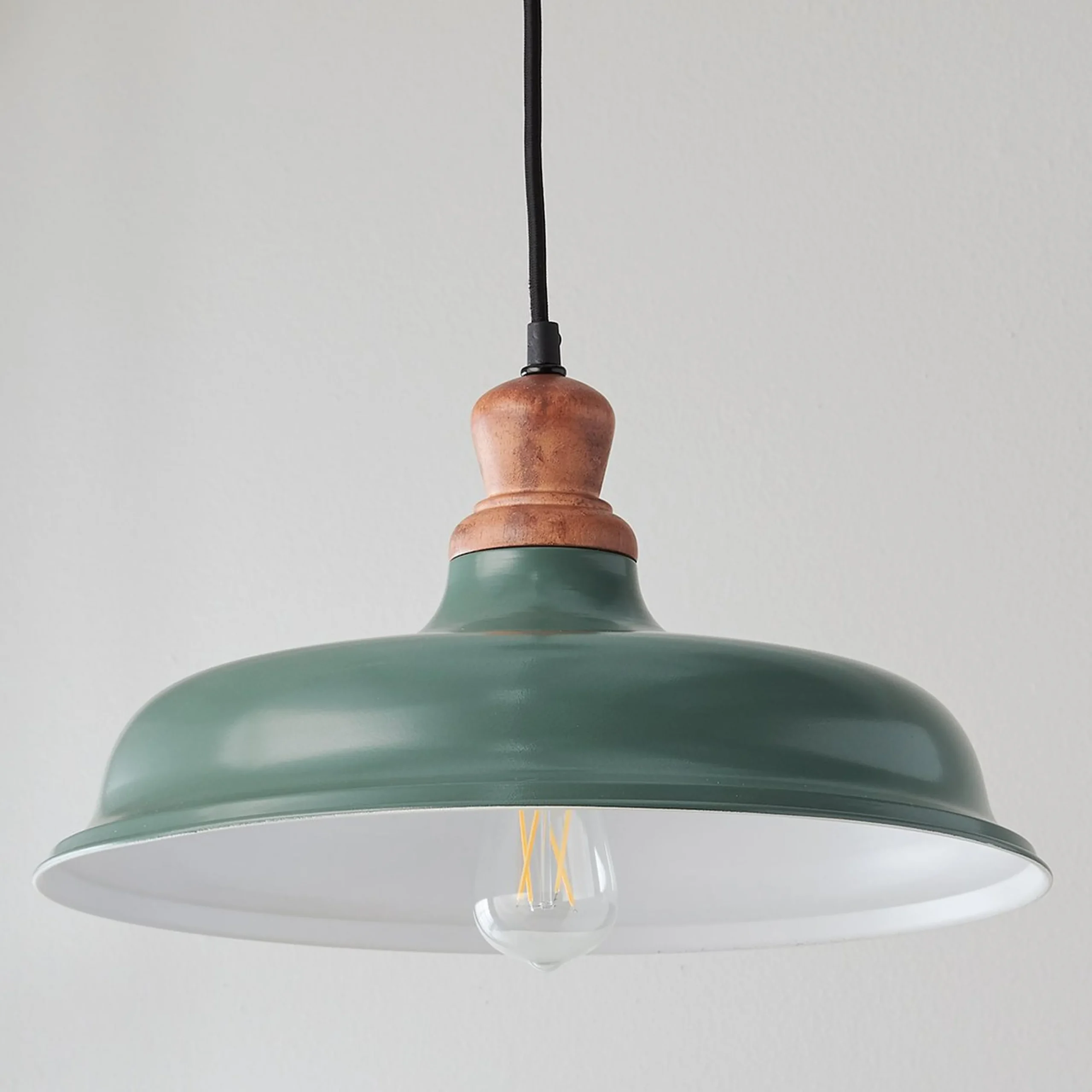 Wood Capped Warehouse Pendant