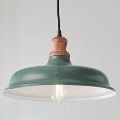 Wood Capped Warehouse Pendant