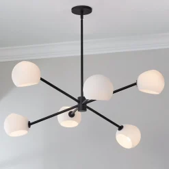 Xaviero Glass Chandelier - 6 Light - Opal