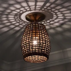 Young House Love Check Rattan Ceiling Light