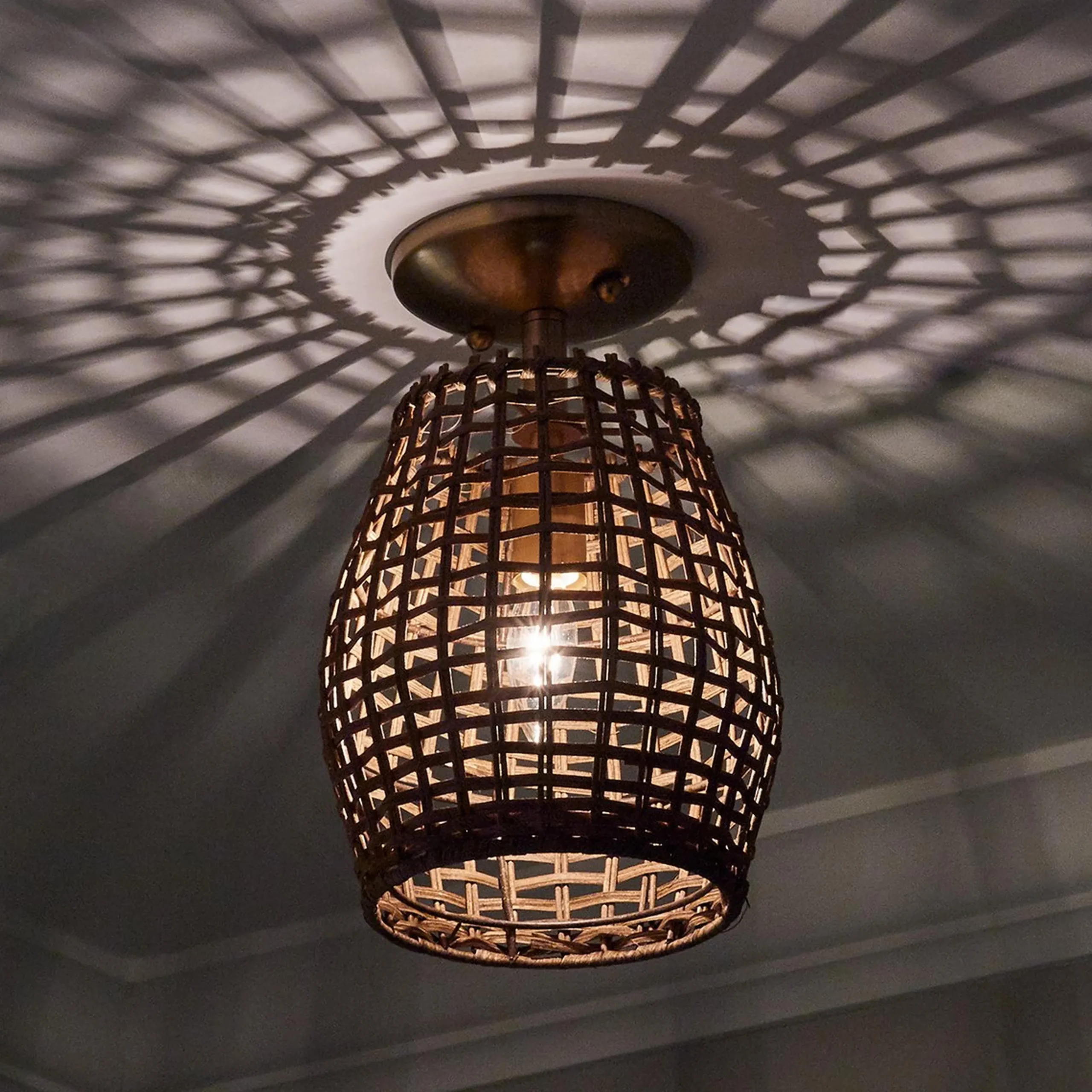 Young House Love Check Rattan Ceiling Light