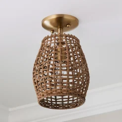 Young House Love Check Rattan Ceiling Light