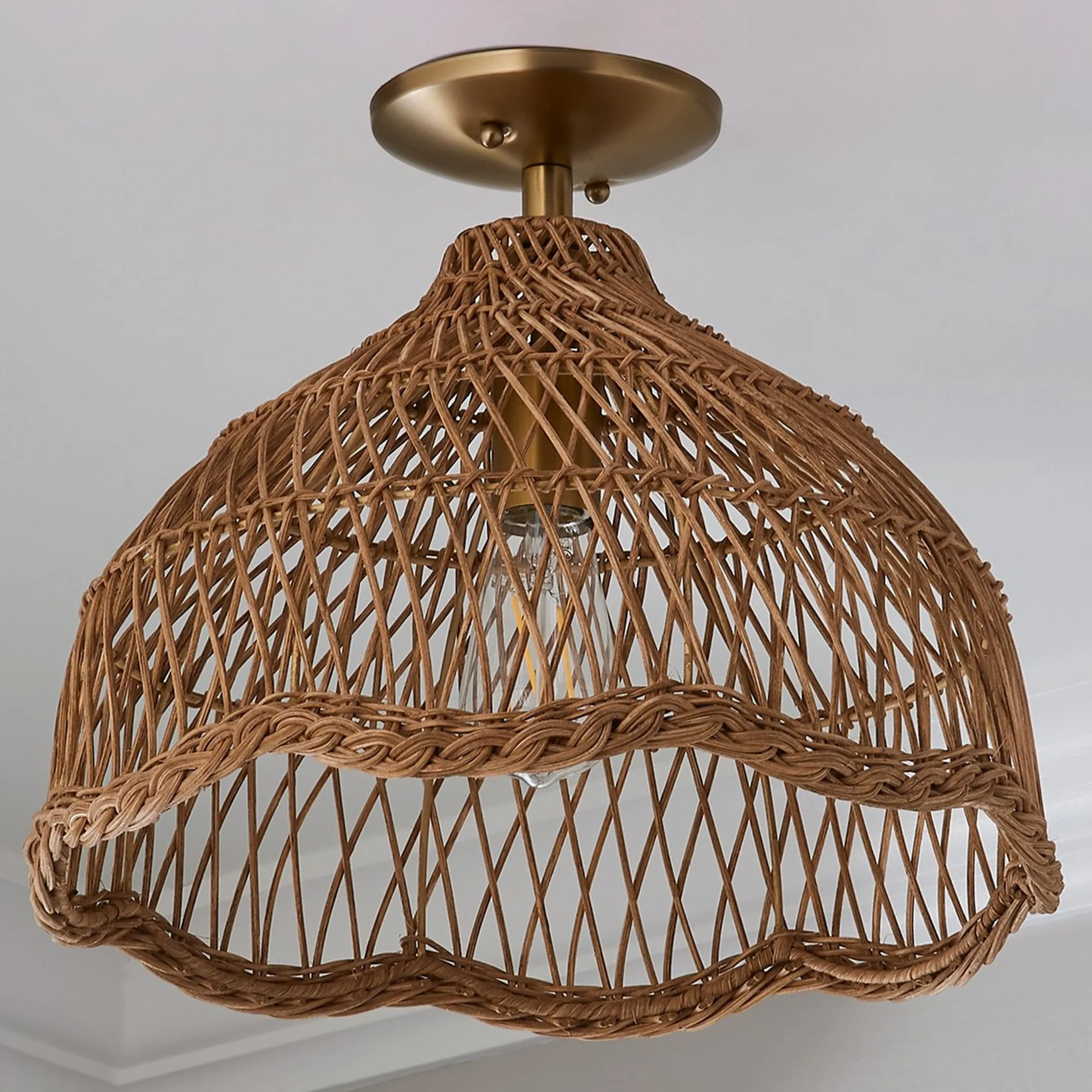 Young House Love Scallop Rattan Ceiling Light